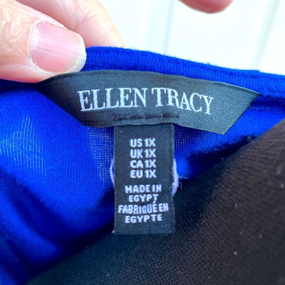 Ellen Tracy, Cold Shoulder, 3/4 Sleeve, Blue, Tunic, Size 1X - Picture 4 of 4